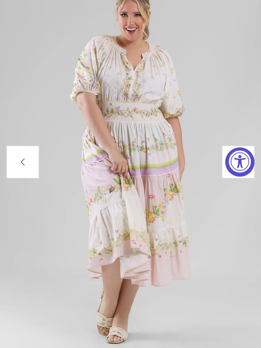 NWT Lilyana 100% Cotton Romantic Floral Tiered Maxi Dress, sz. 2X - Picture 5 of 8